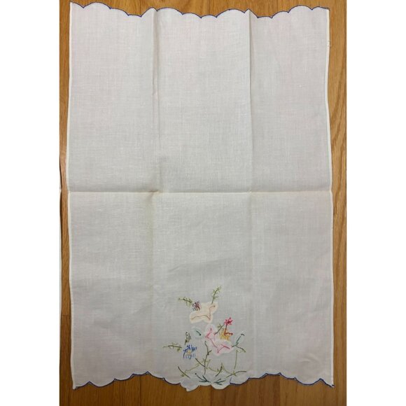 Appliqué Embroidered Floral Cotton Placemats Liners Doilies Set Of 2 Cottagecor - Picture 8 of 12